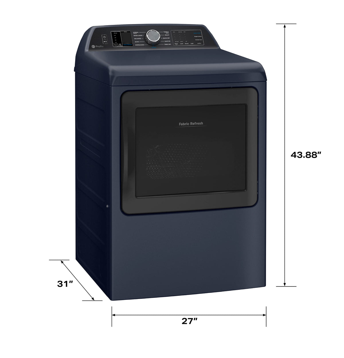 GE Profile - 7.3 Cu. Ft. Smart Electric Dryer with Fabric Refresh, Steam, and Washer Link - Sapphire Blue