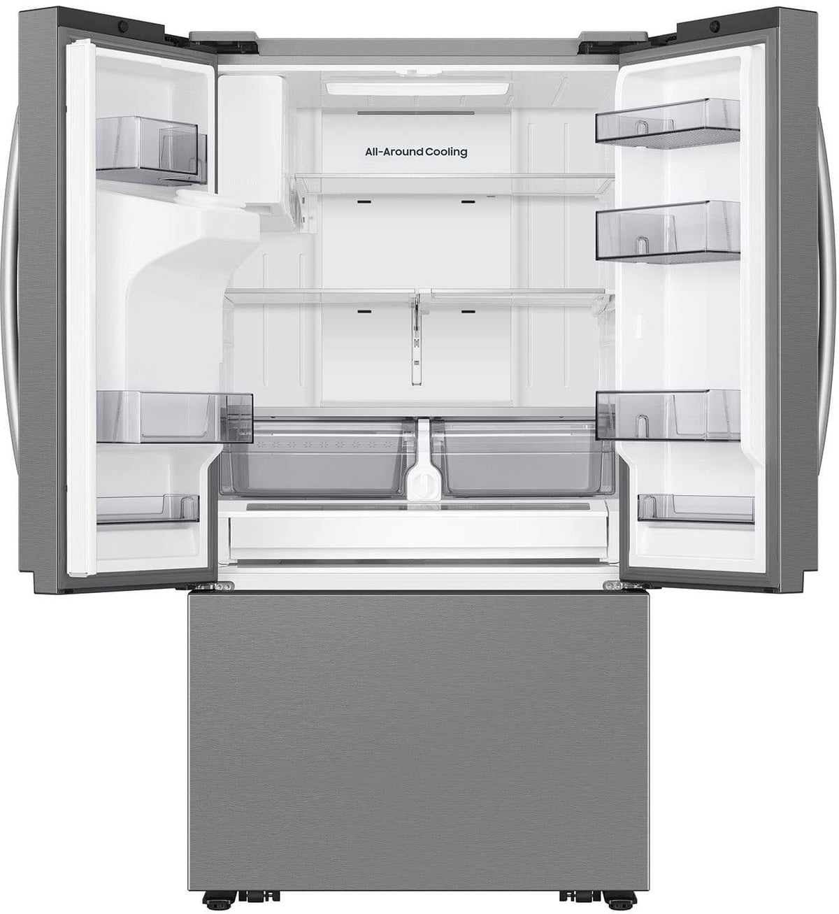 Samsung - Bespoke AI 26 cu. ft. Mega Capacity Counter Depth 3-Door French Door Refrigerator with External Water & Ice Dispenser - Stainless Steel