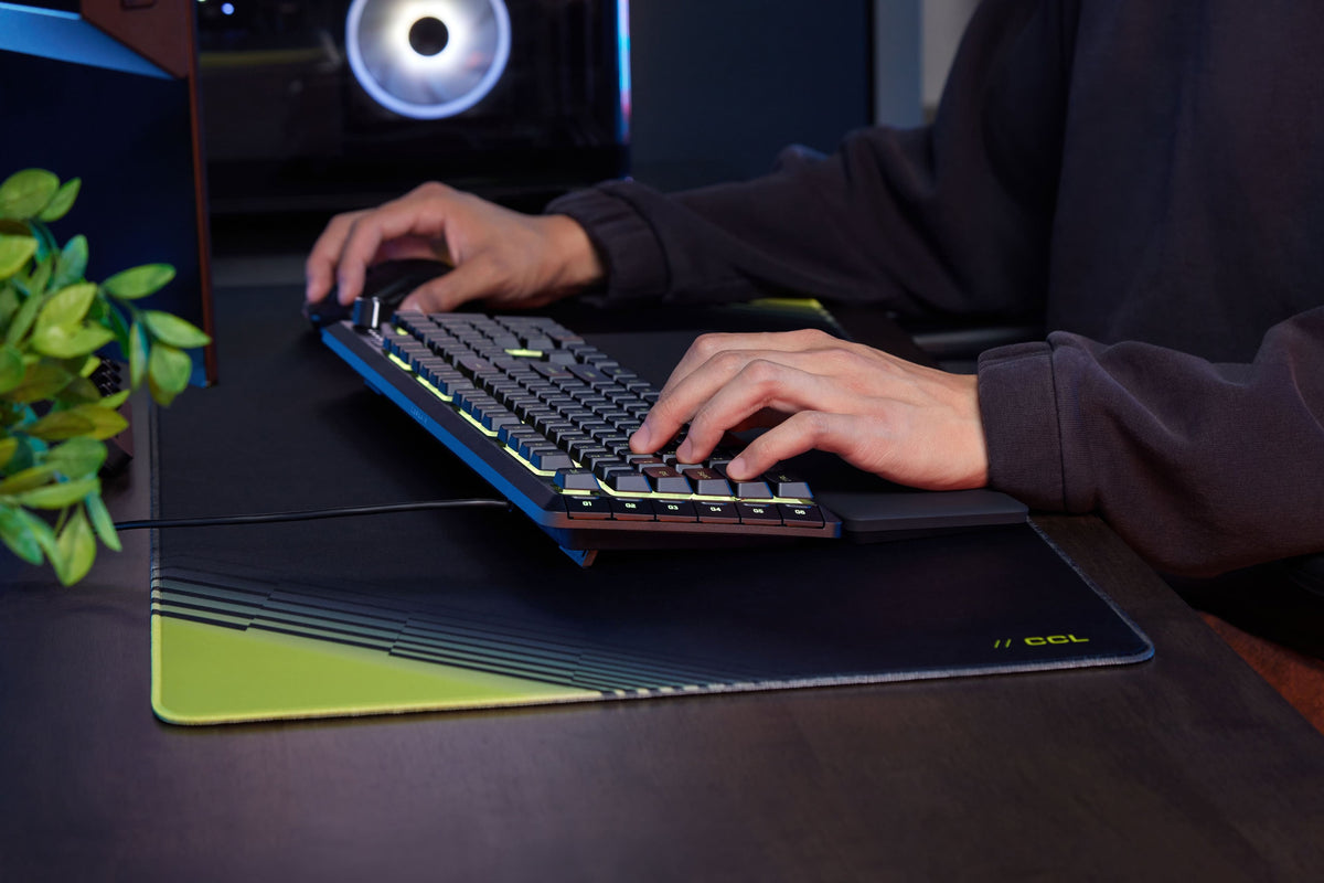 CORSAIR - SKIFF 100 PLUS Gaming Keyboard – 10-Zone RGB – 100% - Rotary Dial - Quiet, Responsive Switches – IP53 - Black