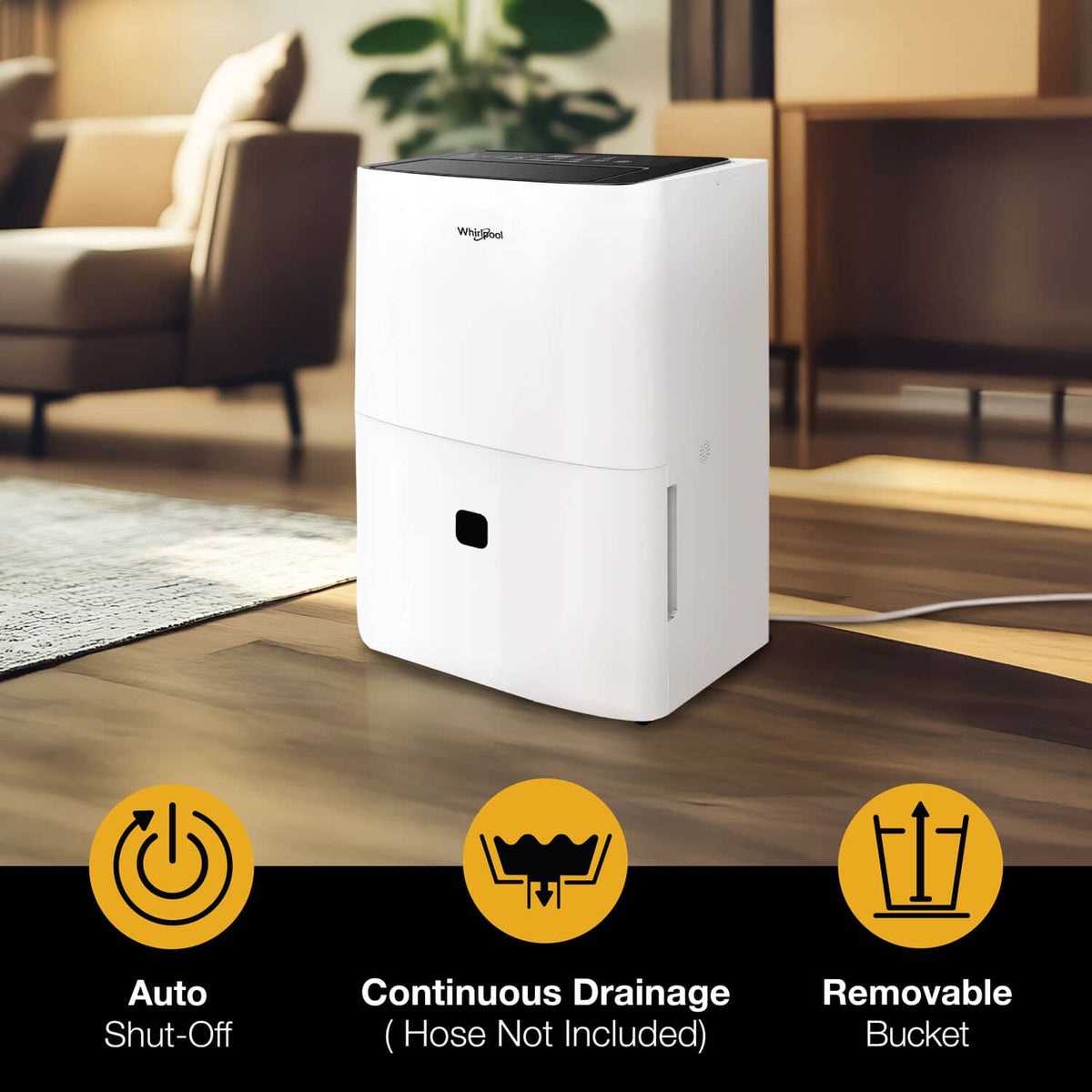 Whirlpool - 50 Pint 3000 Sq. Ft 14.8 quart Energy Star Certified Dehumidifier with Pump - White