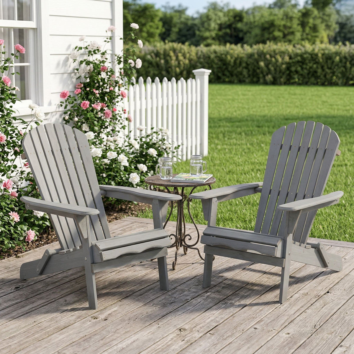 Sillón de jardín Adirondack plegable de gran tamaño, Silla de patio para jardín