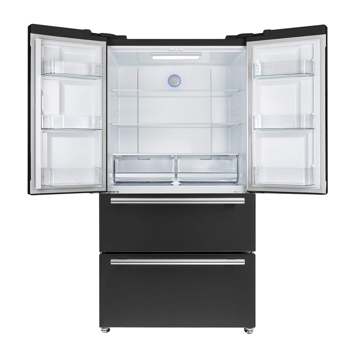 Forno Appliances - 36 in. Wide Moena Espresso 19.2 Cu. Ft. Freestanding Counter-Depth French Door Refrigerator with Automatic Ice Maker - Black