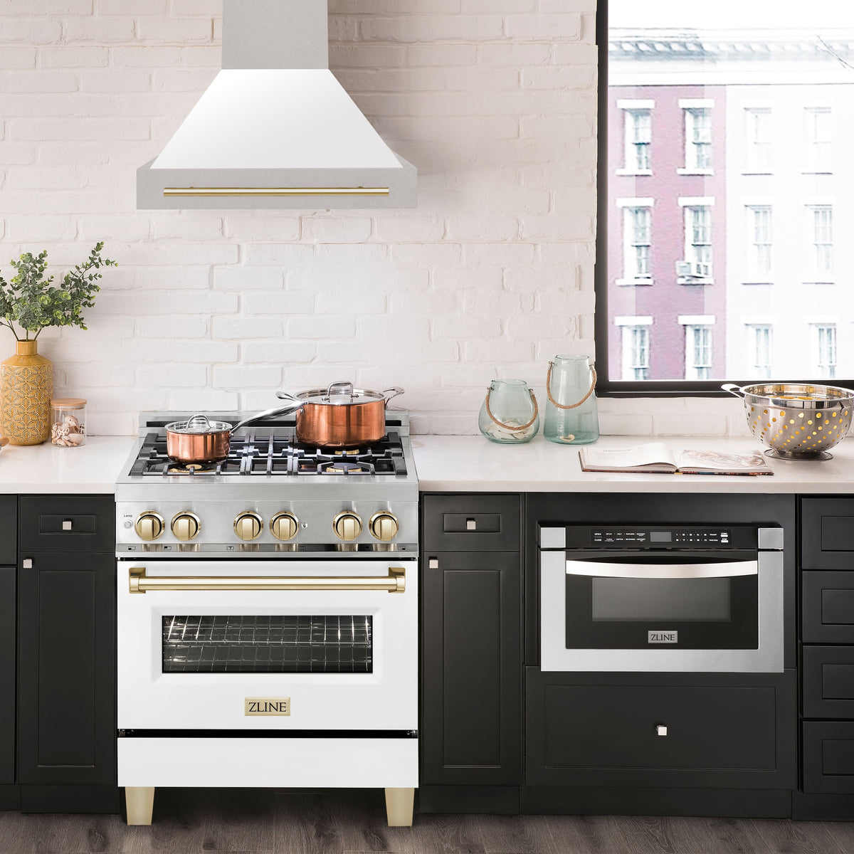 ZLINE Autograph Edition - 30 inches - Externally Vented - Wall Range Hood - Satin Stainless Steel with White Matte Shell