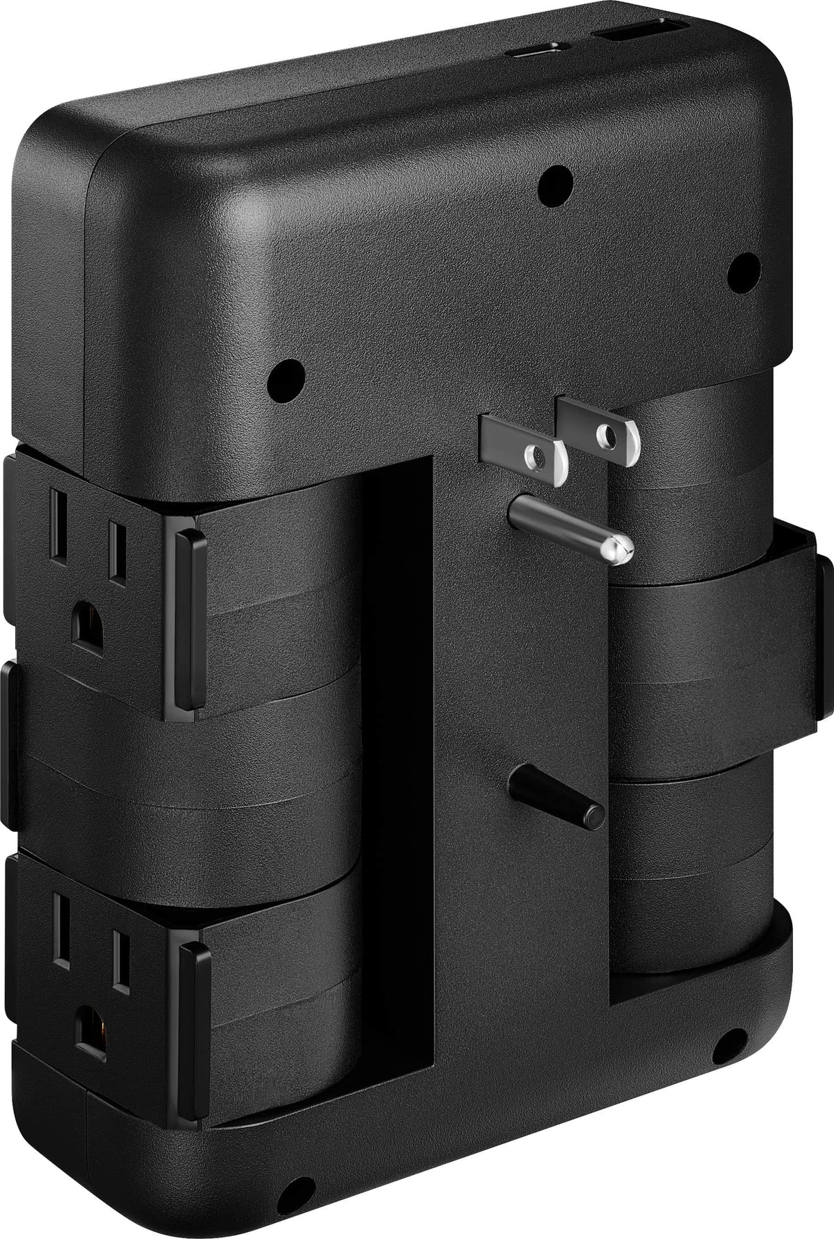 Rocketfish™ - 6-Outlet/1-USB/1-USB-C Swivel Wall Tap 2,100 Joules Surge Protector - Black
