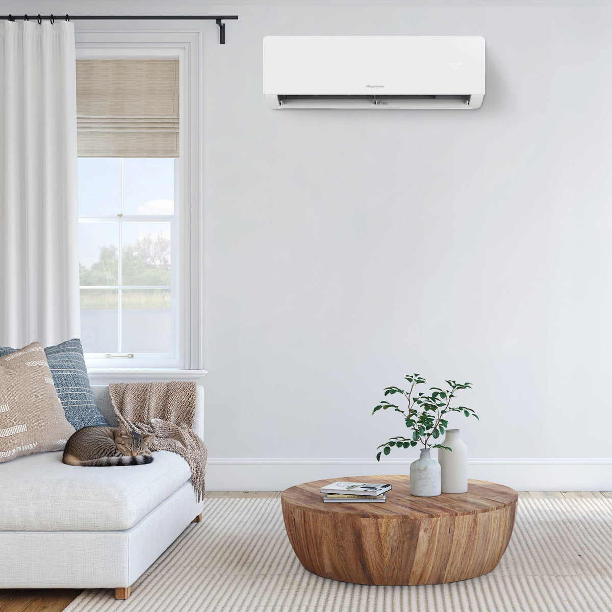Keystone - Core 230V 550 Sq. Ft. 12,000 BTU Smart Mini Split Air Conditioner 12,000 BTU Heater - White