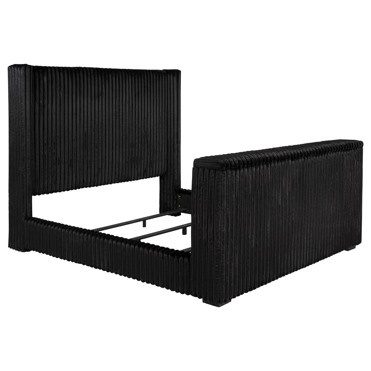 Lyman - Cama con TV, cabecero orejero y elevador de TV integrado con regleta - Negro