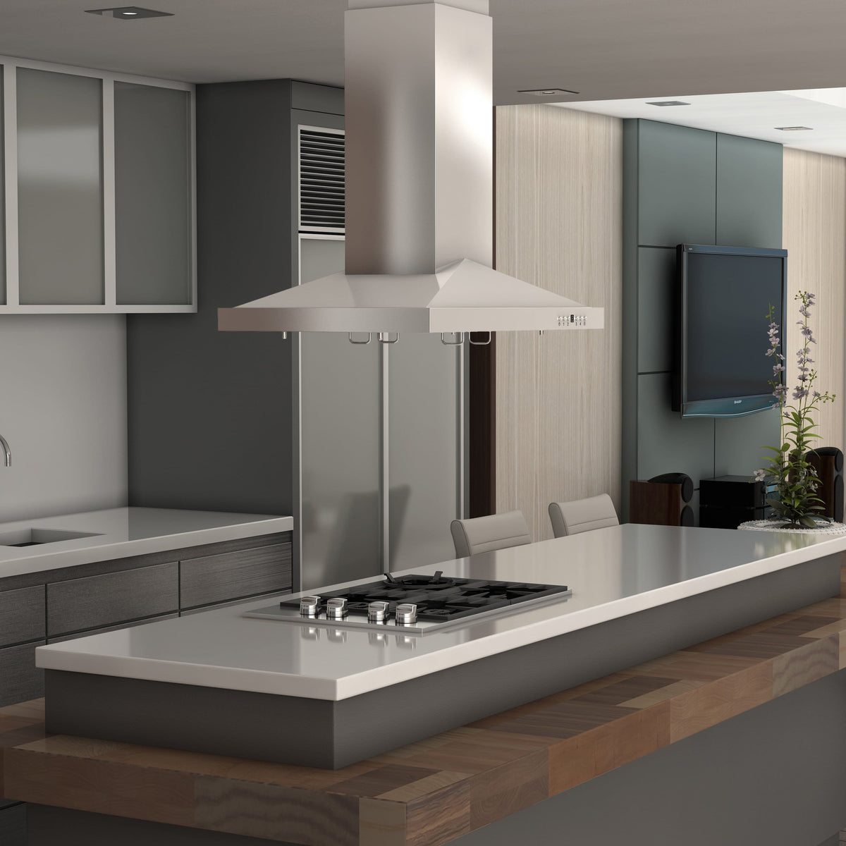 ZLINE - 36 inches - Externally Vented - Island Range Hood - Silver