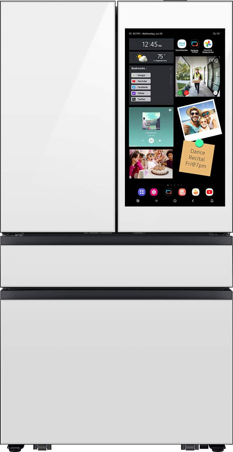 Samsung - 36 in. Wide Bespoke 23 cu. ft. Counter Depth 4-Door French Door Refrigerator with AI Family Hub+ - White Glass