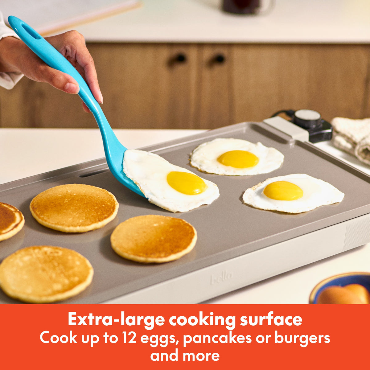 Bella - 10" x 20" Ceramic Electric Griddle - Oatmilk