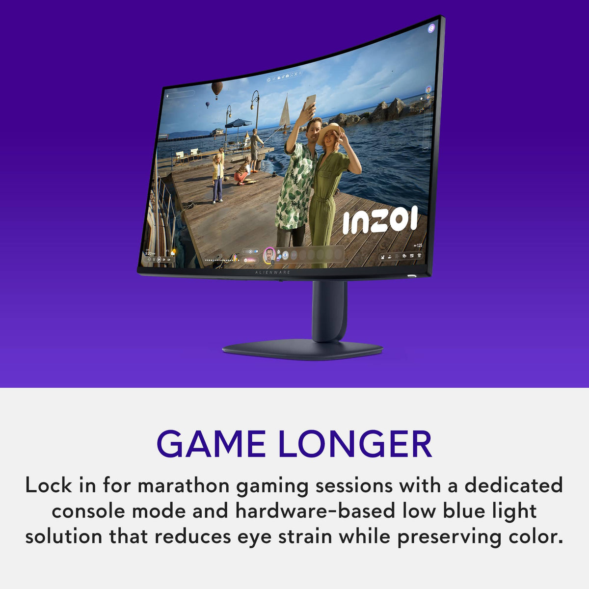 Alienware - AW3225DM 32" VA LED Curved QHD 180Hz 1ms FreeSync Gaming Monitor with HDR (HDMI, DisplayPort, USB) - Interstellar Indigo