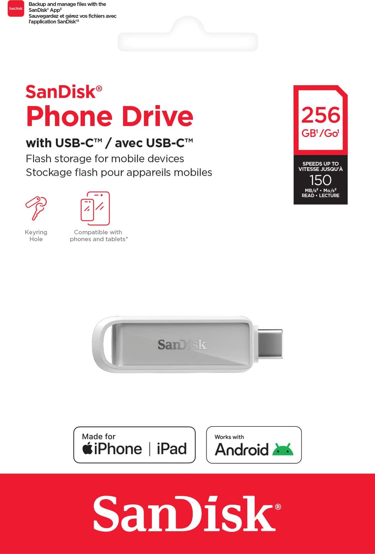 SANDISK - Phone Drive 256GB USB Type-C - Arctic - White