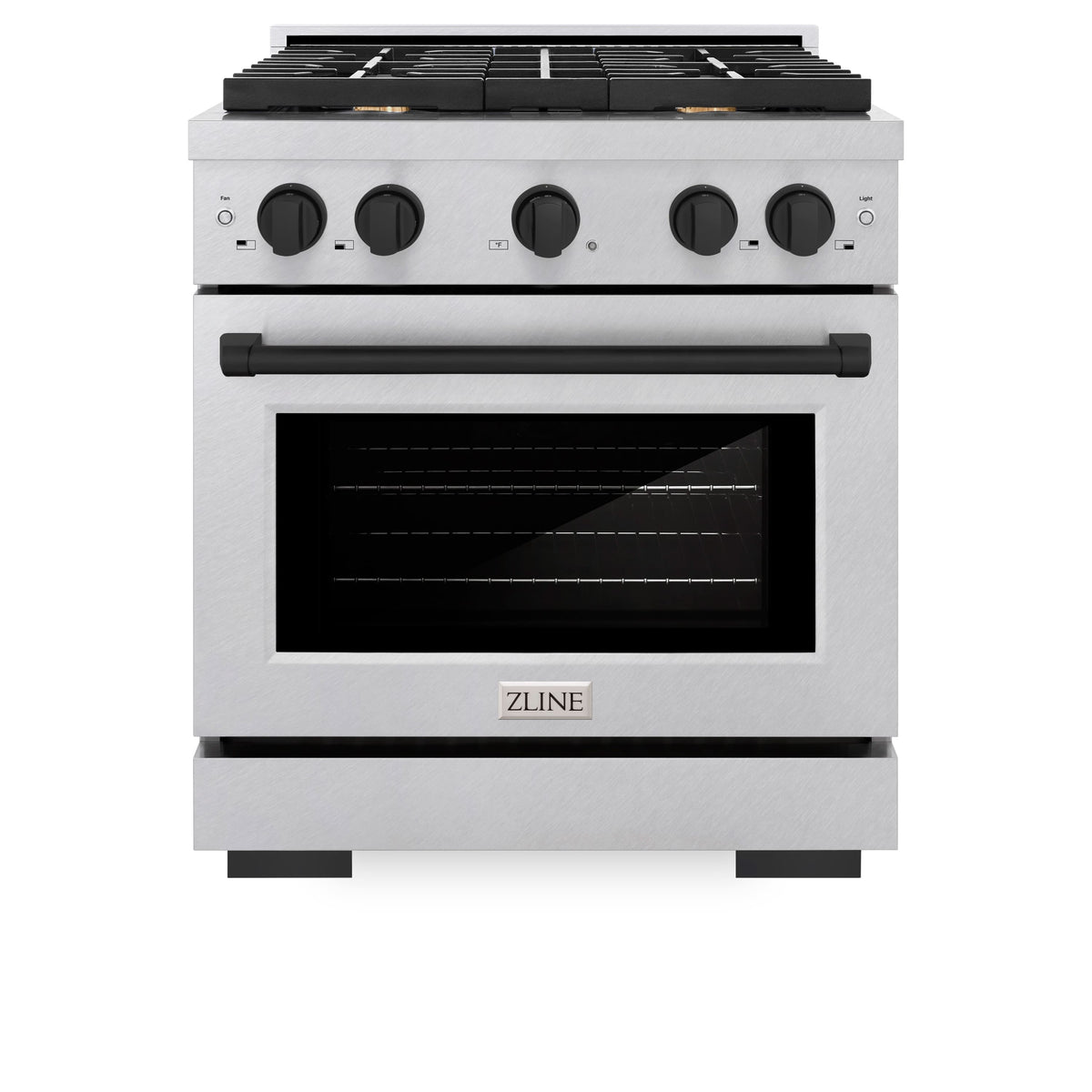 30 in. Wide 4 Burner ZLINE Autograph Paramount Satin Steel Gas Range with Black Accents (SGRSZ-30-MB) - Stainless Steel