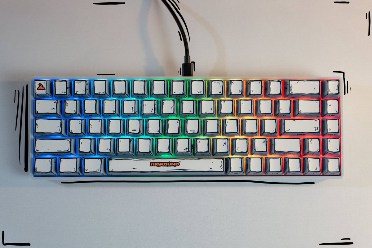 Higround - Basecamp 65+ 65% Wired Mechanical Lubed TTC Milky Switch Gaming Keyboard with RGB Backlighting - Celshade