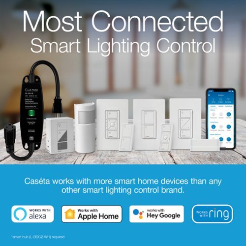 Lutron - Caseta Smart Dimmer Switch, 150W LED/600W Incandescent, for Wall and Ceiling Lights - White