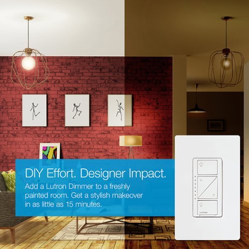 Lutron - Caseta Smart Dimmer Switch, 150W LED/600W Incandescent, for Wall and Ceiling Lights - White