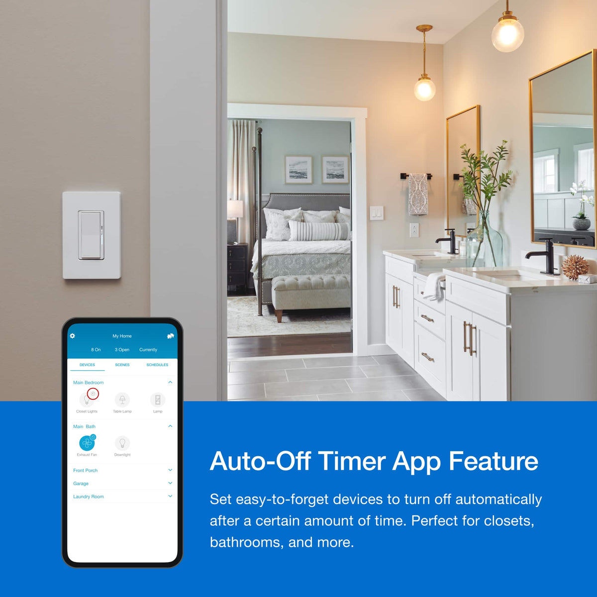 Lutron - Caseta Smart Dimmer Switch, 150W LED/600W Incandescent, for Wall and Ceiling Lights - White