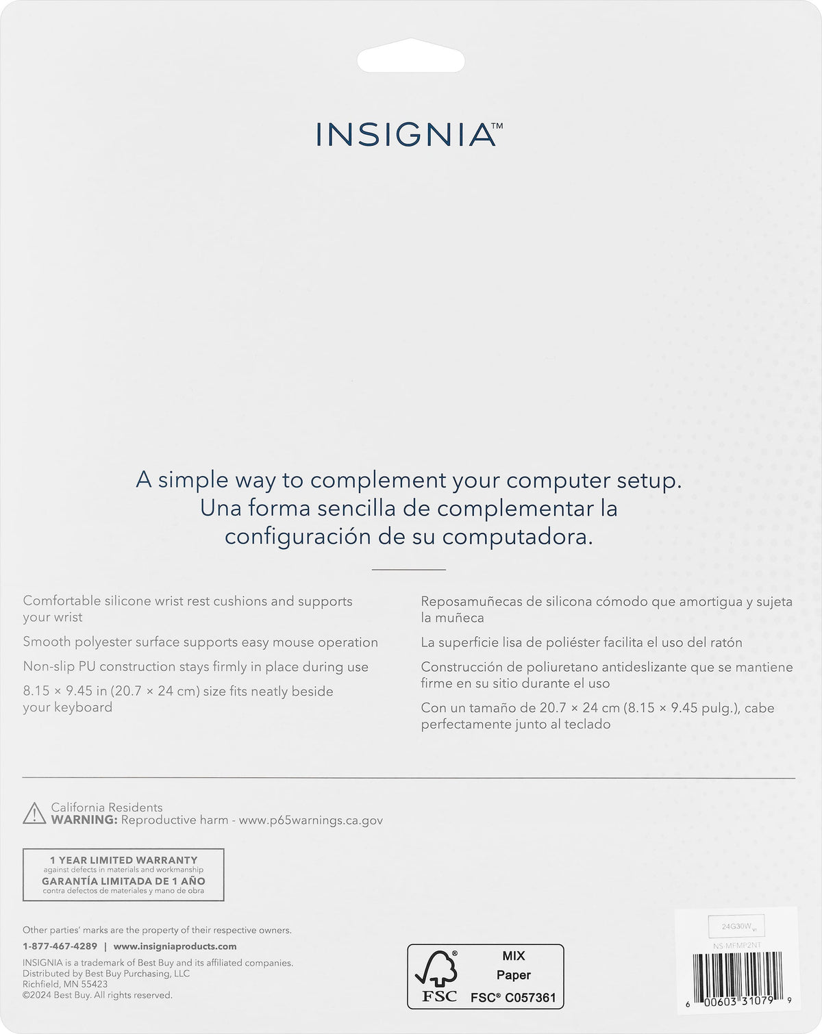 Insignia™ - Premium Mouse Pad with Wrist Rest - Natural