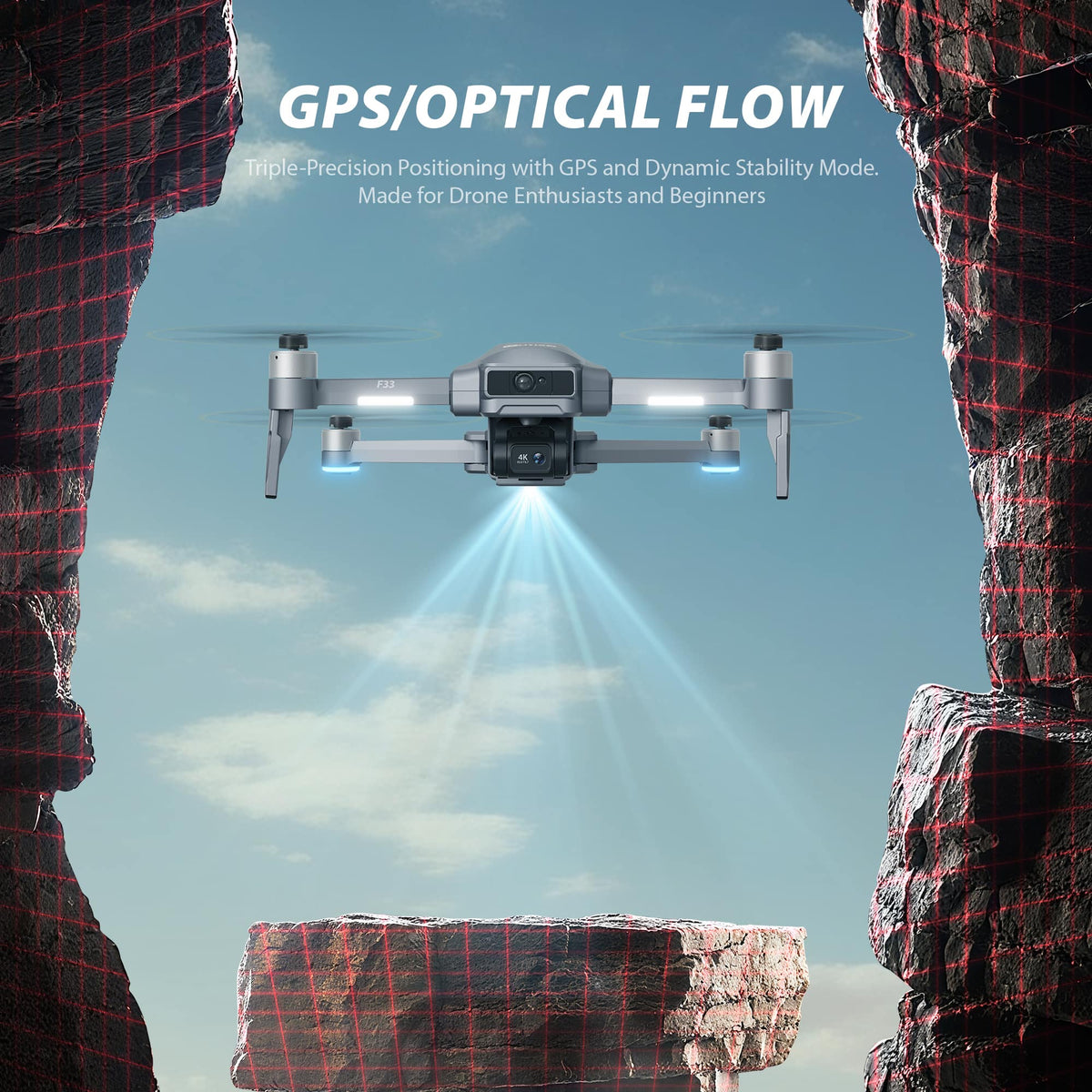 Contixo - F33 Vortex 4K GPS Drone with 2-Axis Gimbal, 6KM Range, 40-Min Flight, 5.5" HD Screen & Brushless Motor - Dark Gray