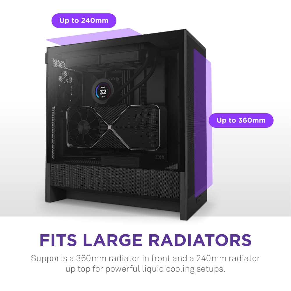 NZXT - H5 Flow 2024 Compact ATX Mid-Tower Airflow PC Case - Black