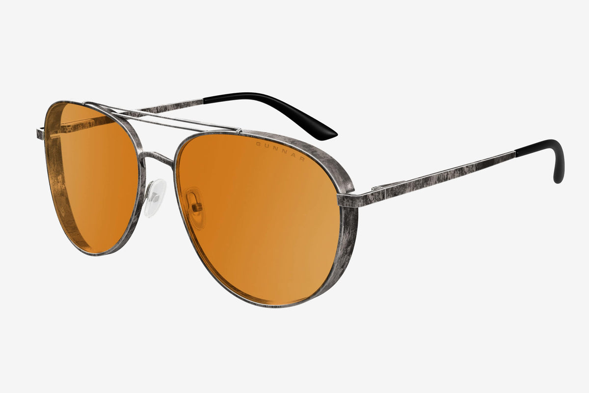 GUNNAR - Fallout Brotherhood of Steel Computer Glasses with Blue Light Reduction , Amber Max Lenses - Gunmetal