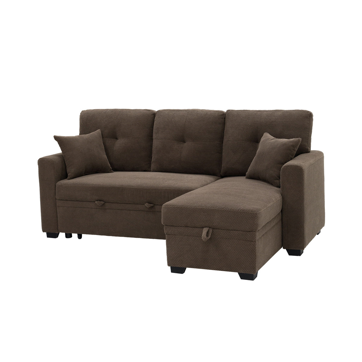 Sofá seccional cama con nido extraíble, chaiselongue reversible