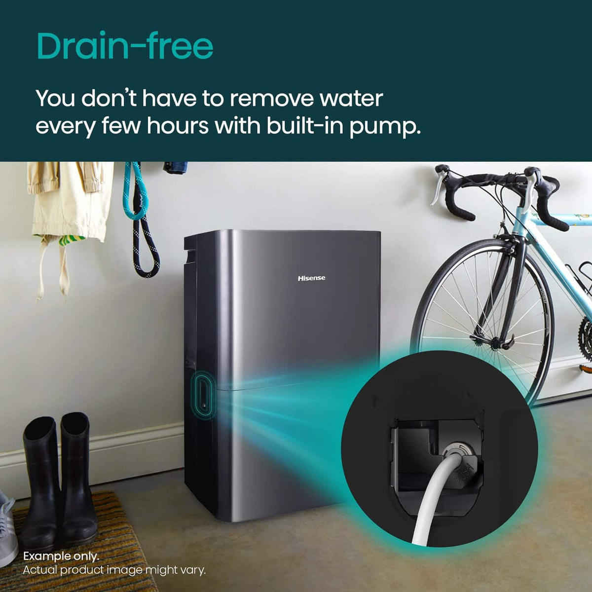 Hisense - 50-Pint Dehumidifier with 12 quarts Bucket Capacity and Pump - Black