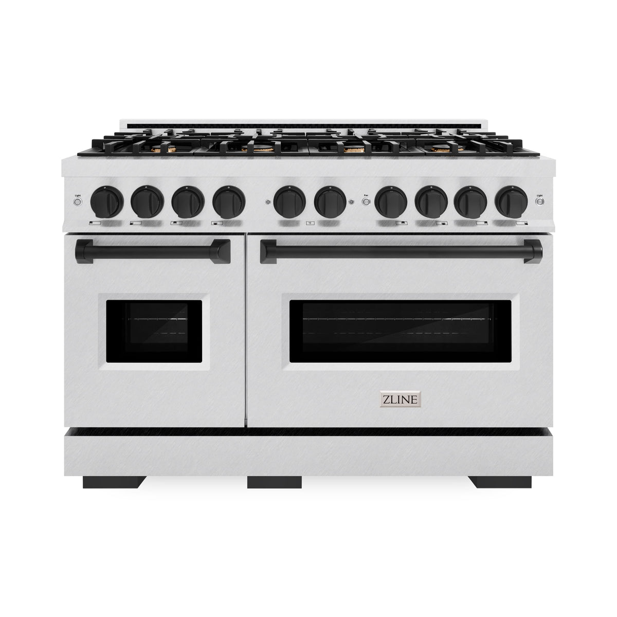 ZLINE - 48 in. Wide 8 Burner Autograph Classic Dual Fuel Satin Steel Range with  Black Accents (CDRSZ-48-MB) - Stainless Steel