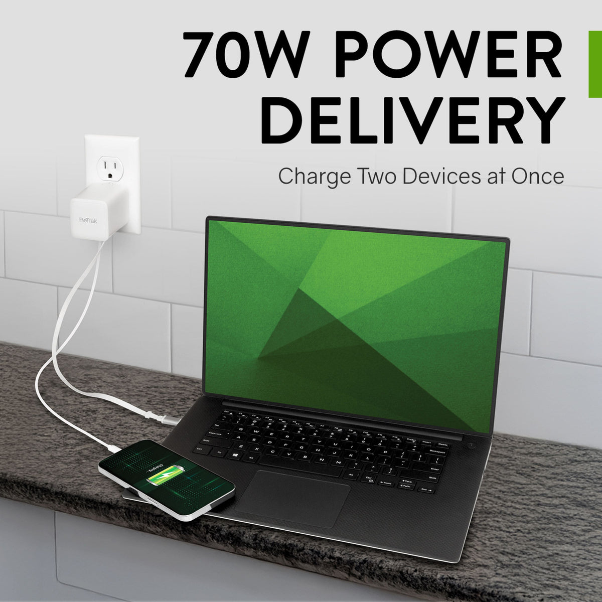 ReTrak - 70W USB-C Wall Charger - White