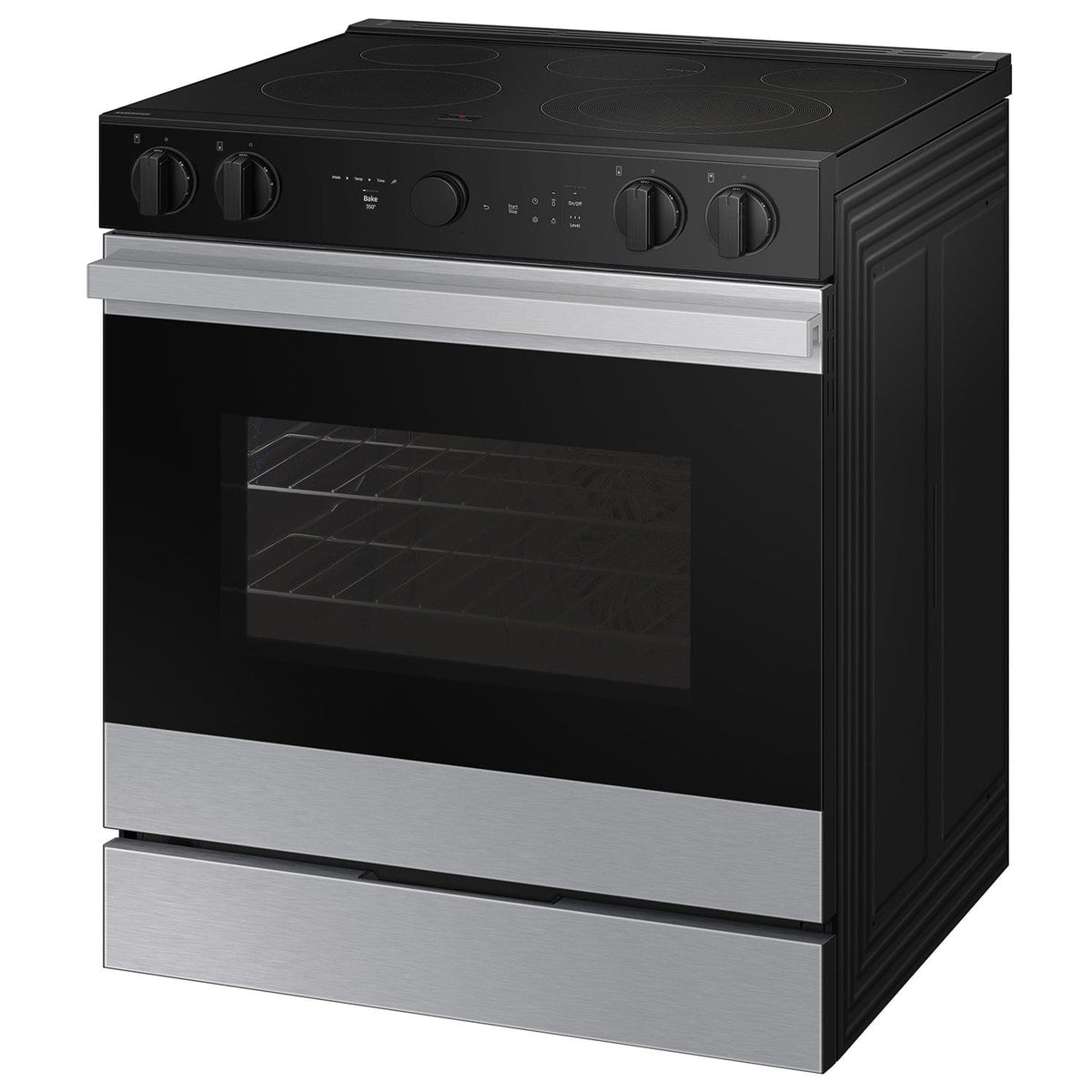 Samsung - 30 in. Wide 5 Elements Bespoke Smart Slide-In Electric Range 6.3 cu. ft. with Air Sous Vide & Air Fry - Stainless Steel