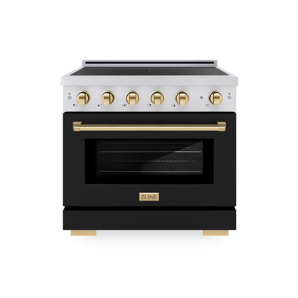 ZLINE - 36 in. Wide 5 Elements Autograph 5.2 cu. ft. Paramount Freestanding Induction Range with Gold Accents with Black Door - Matte Black
