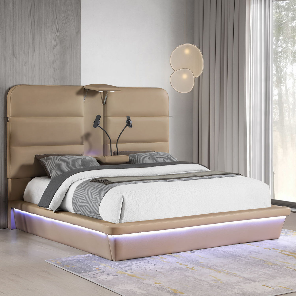 Futura - Cama tapizada con cabecero alto