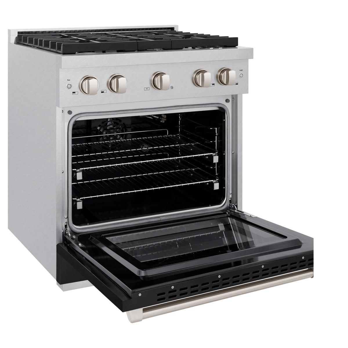 30 in. Wide 4 Burner ZLINE Paramount Satin Steel Gas Range Convection Oven (SGRS-BLM-30) - Black Matte