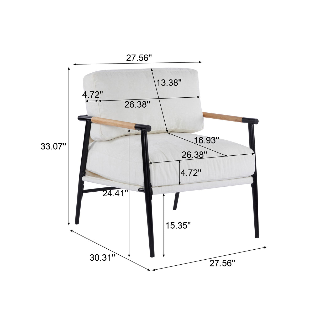 Modern Accent Chair With Cushions, Cozy Seating