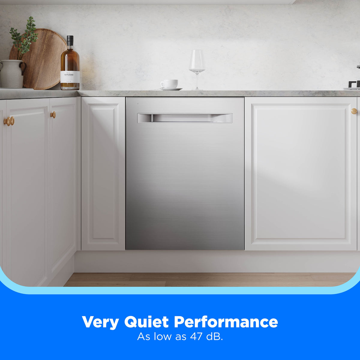 Midea - 24" Top Control Dishwasher with 3-Stage Total Drying, Bottle Wash Zone, 47 dB - Stainless Steel