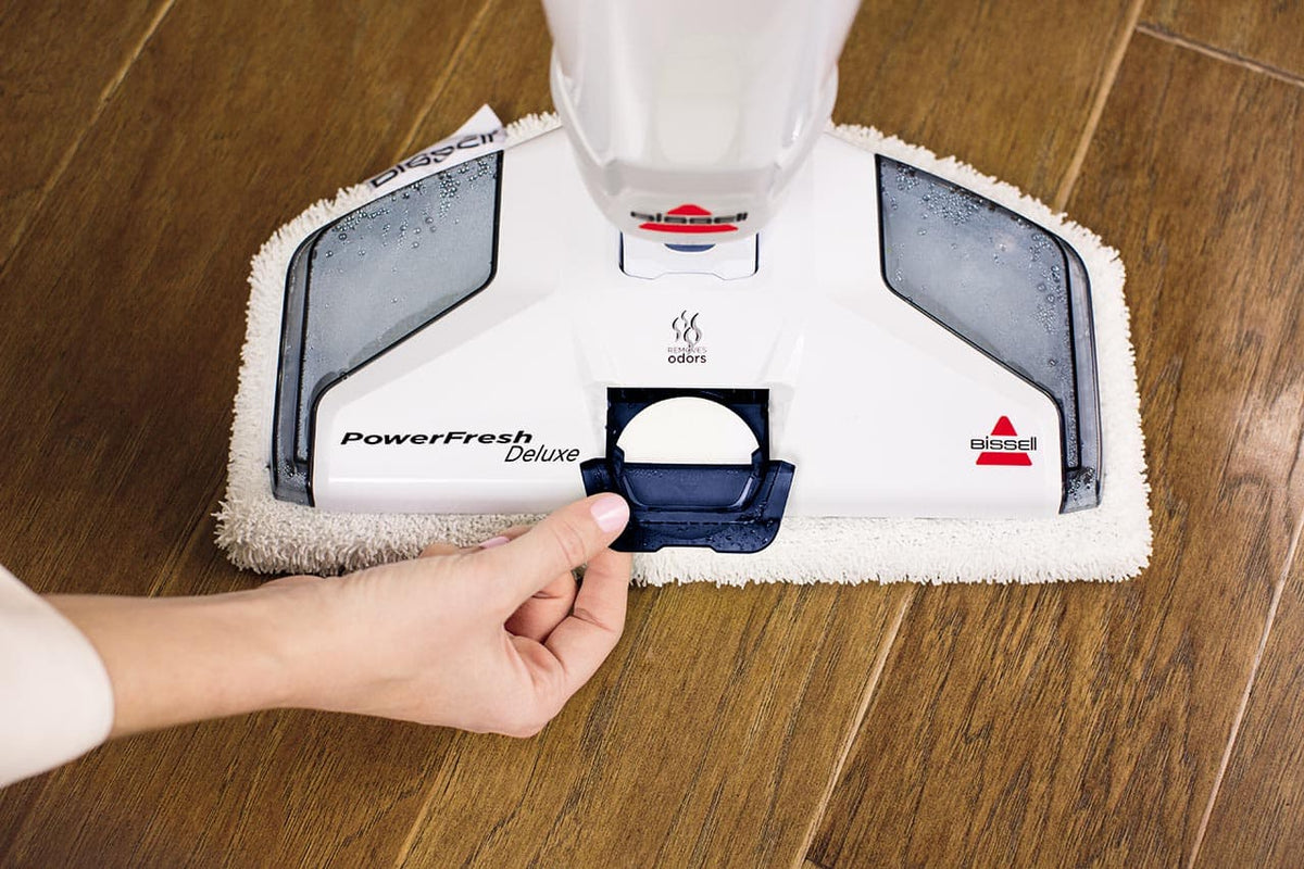 BISSELL - PowerFresh Deluxe Corded Steam Mop - Brite White/Saphire Waltz
