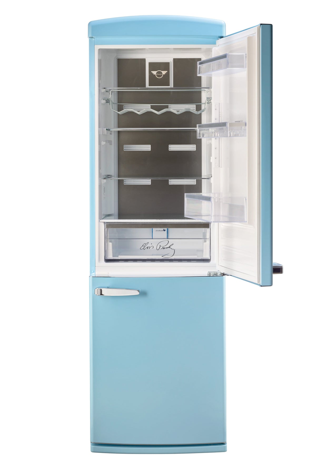 Unique Appliances - 24 in. Wide Elvis Classic Retro 12 cu ft. Counter-Depth Bottom Freezer Refrigerator - Blue Hawaii