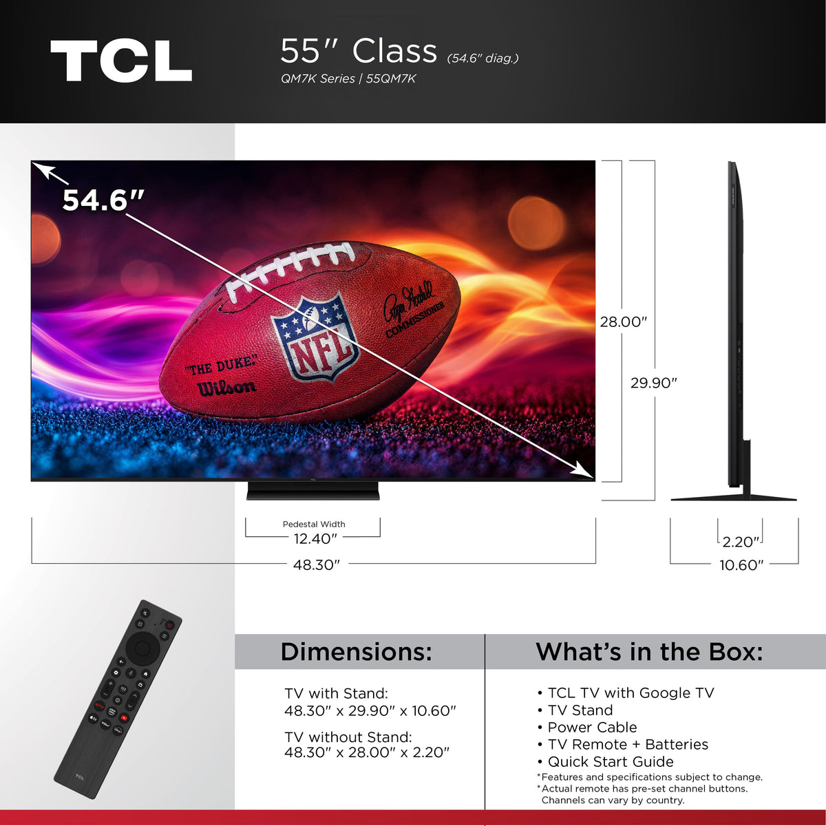 TCL - 55" Class QM7K Series 4K UHD QD Mini LED Smart TV with Google TV (2025)