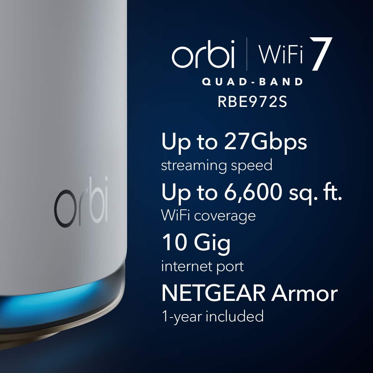 NETGEAR - Orbi 970 Series BE27000 Quad-Band Mesh Wi-Fi 7 System (2-pack) - White