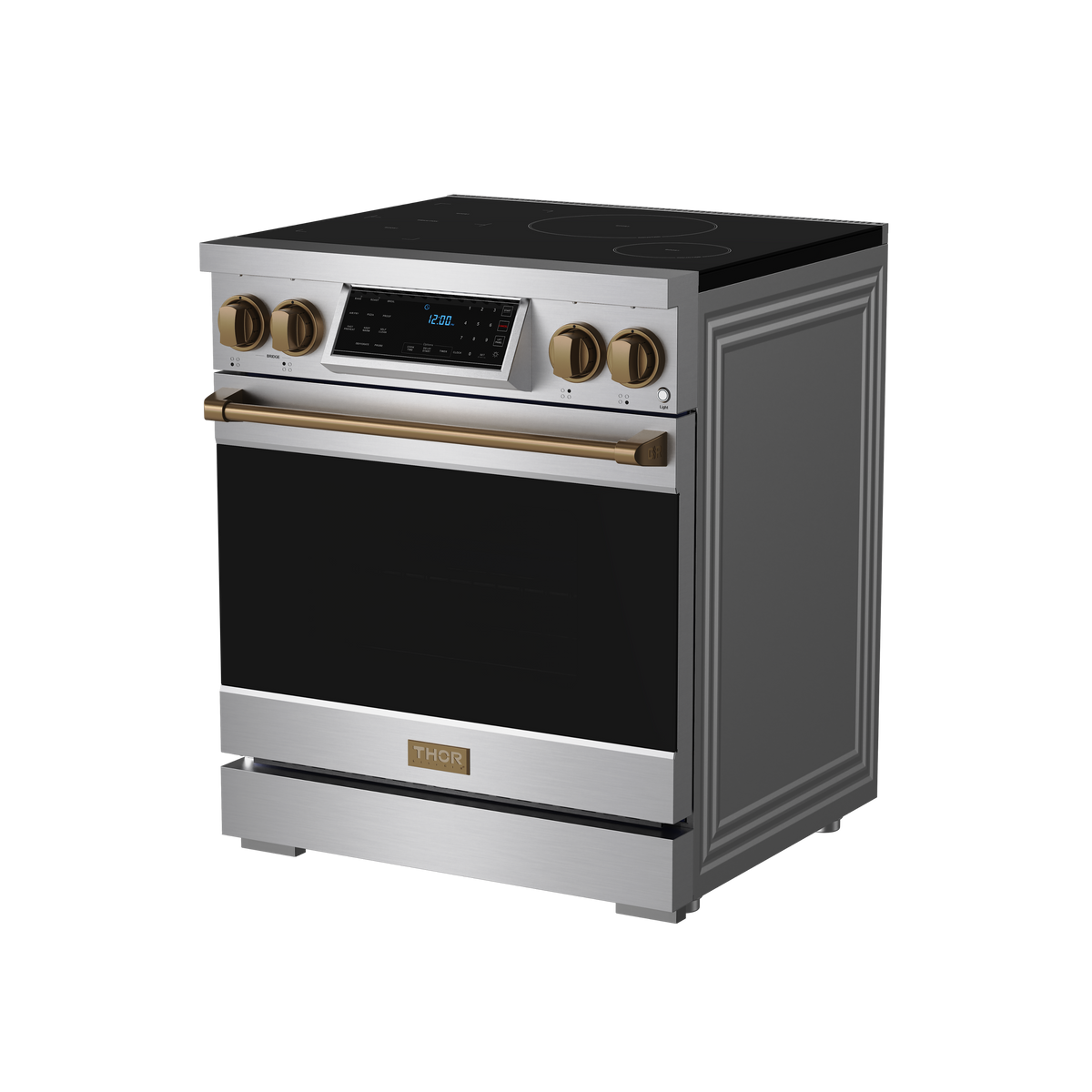Gordon Ramsay Series by Thor Kitchen 4.8 Cu. Ft Freestanding Induction Range with Bronze Hardware - Stainless Steel