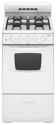 Amana - 20 in. Wide 4 burners 2.6 cu. ft.  Freestanding Gas Range - White