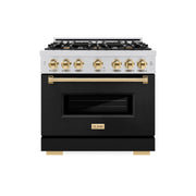ZLINE - 36 in. Wide 6 Burner Autograph Classic Dual Fuel Range with Gold Accents (CDRZ-BLM-36-G) - White