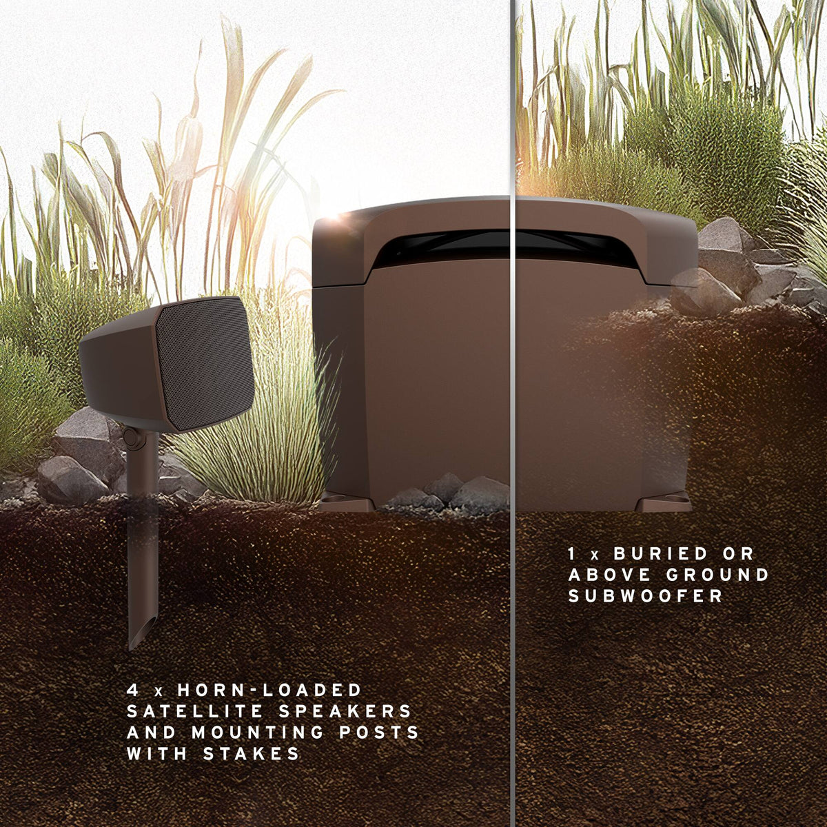 Klipsch - Coutyard 4.1 Outdoor Speaker System - Brown Matte