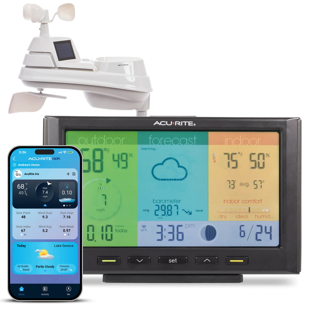 AcuRite - Iris Home Weather Station with Wi-Fi Color Display - Black