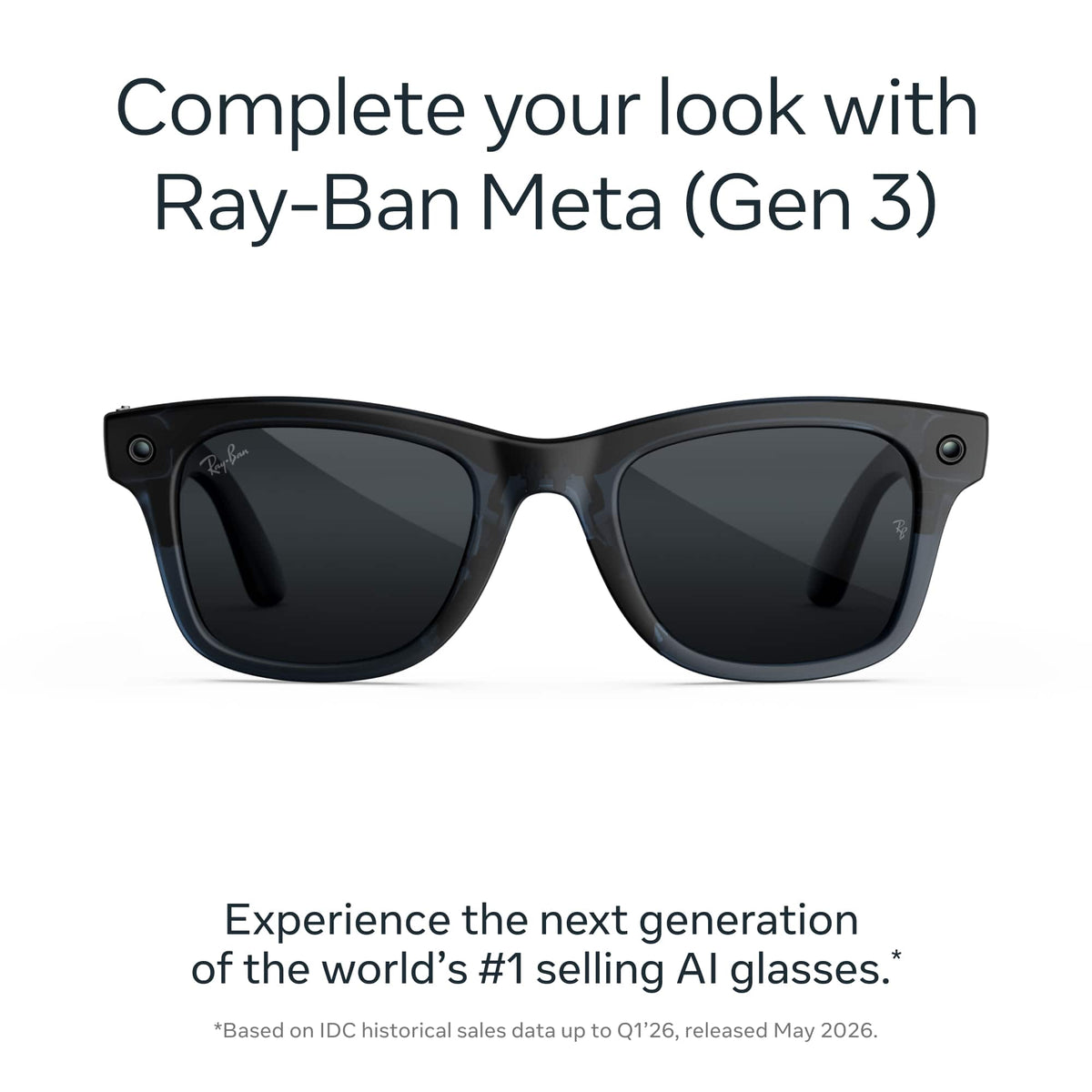 Ray-Ban Meta - (Gen 3) Wayfarer Large - AI Glasses with Camera - Grey Lenses - Transparent Matte Ocean Blue