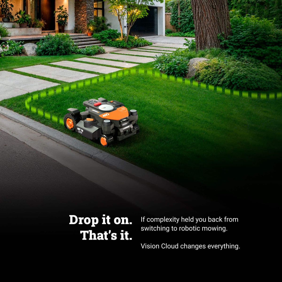 WORX - Landroid Vision 4WD 1/2 Acre Robotic Lawn Mower, AI Obstacle Avoidance, Cloud Navigation, Auto Mapping App Control WR342 - Black