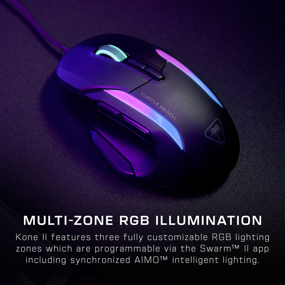 Turtle Beach - Kone II Wired Optical Gaming Mouse with RGB Lighting - Wired - Ash Black