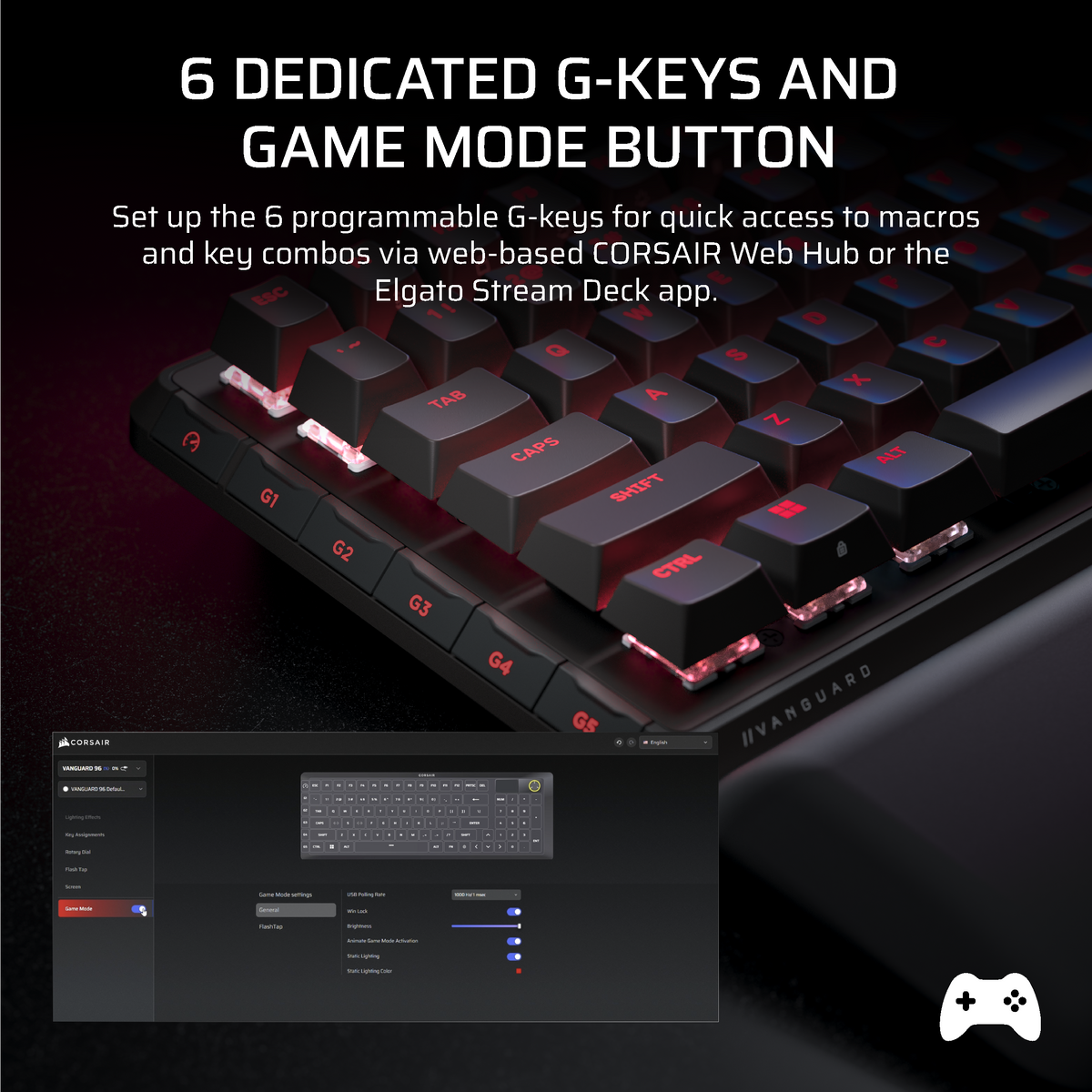 CORSAIR - VANGUARD 96 WIRELESS Mechanical Gaming Keyboard for PC - Black