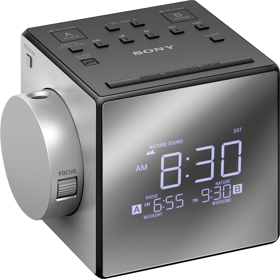 Sony - AM/FM Dual-Alarm Clock Radio - Black/Silver