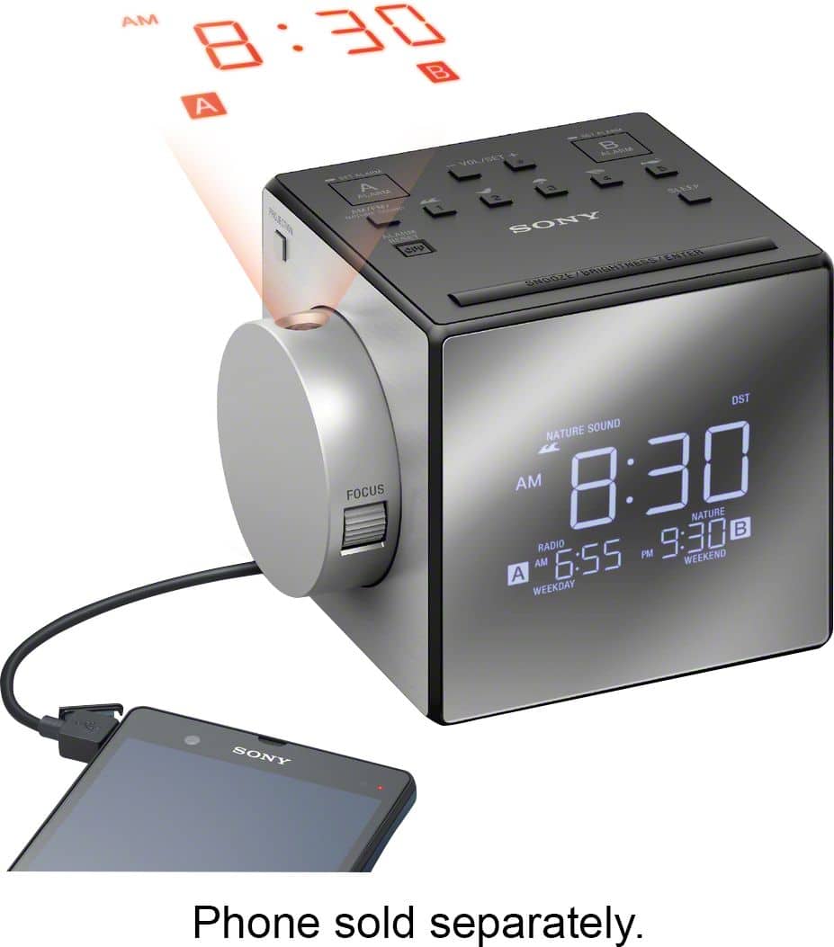 Sony - AM/FM Dual-Alarm Clock Radio - Black/Silver