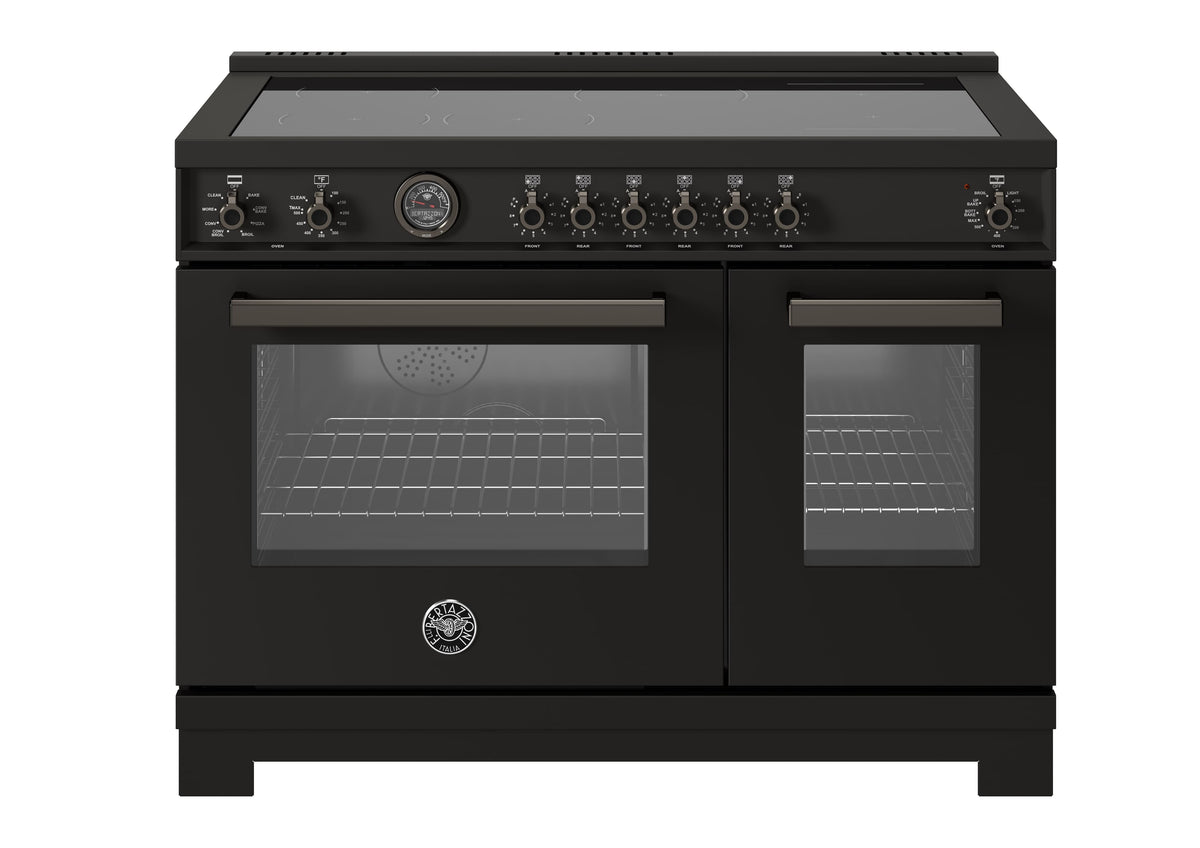 Bertazzoni - 48" Professional Series range - Electric self clean oven - 6 induction zones - Carbonio